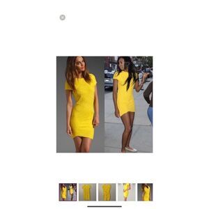 Torn by Ronny Kobo Yellow Bodycon Ruched Dress
